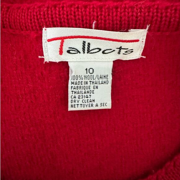 Vintage Talbots 100% boiled wool Celtic button red cardigan sweater size 10 M - Picture 5 of 6